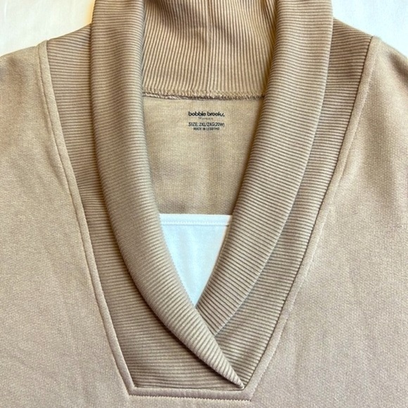Bobby Brooks pull over fleece lined sweatshirt size 2 XL tan and white New - Picture 3 of 8